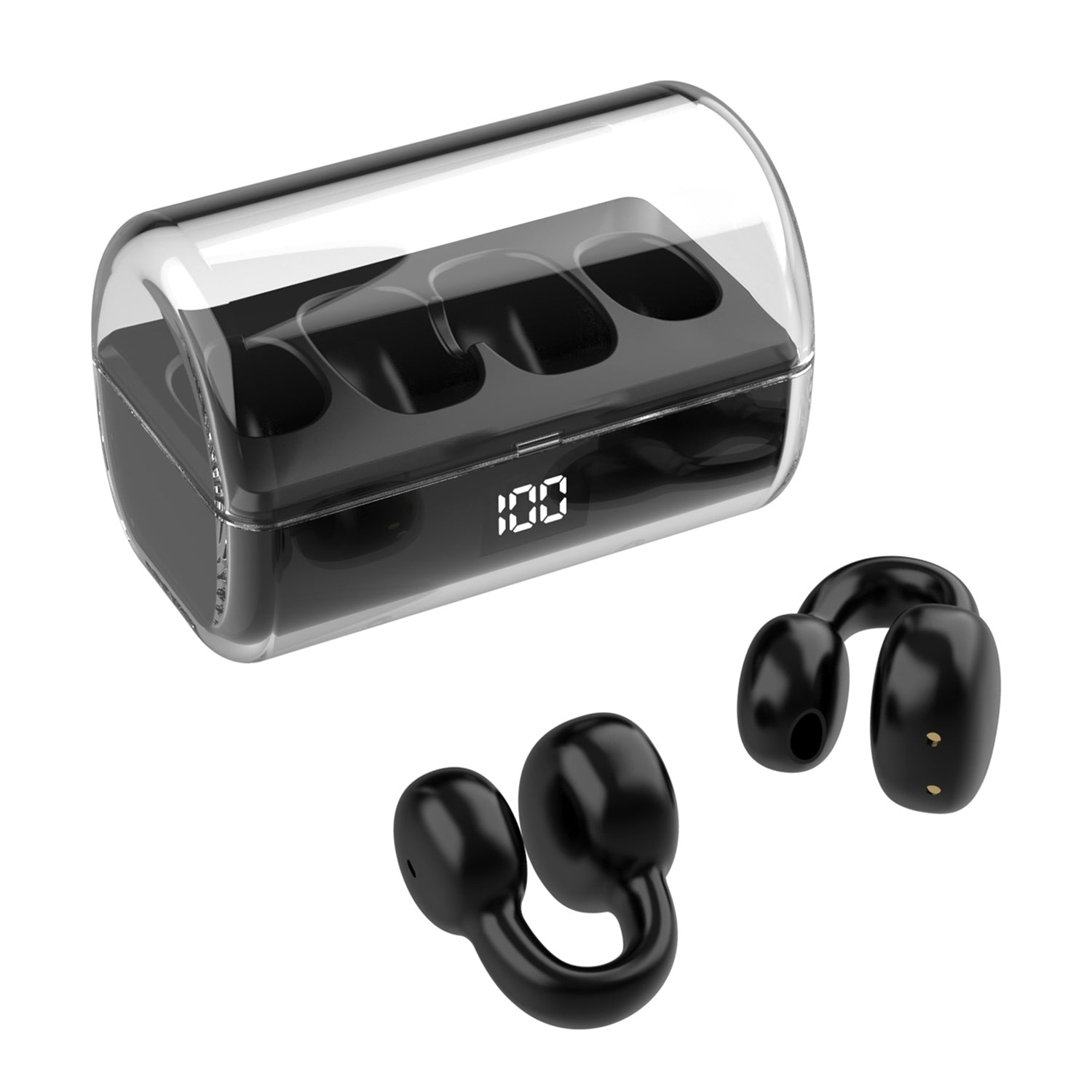 FK8 Bone Conduction Bluetooth Earphones Ear Clip Headphones with Digital Display Charging Case FK8 Bone Conduction Bluetooth Earphones Ear Clip Headphones with Digital Display Charging Case